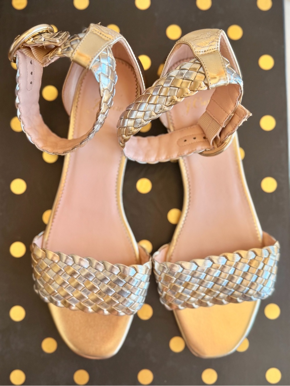 JCrew Metallic Braided Ankle Strap Sandals.    SZ 8
